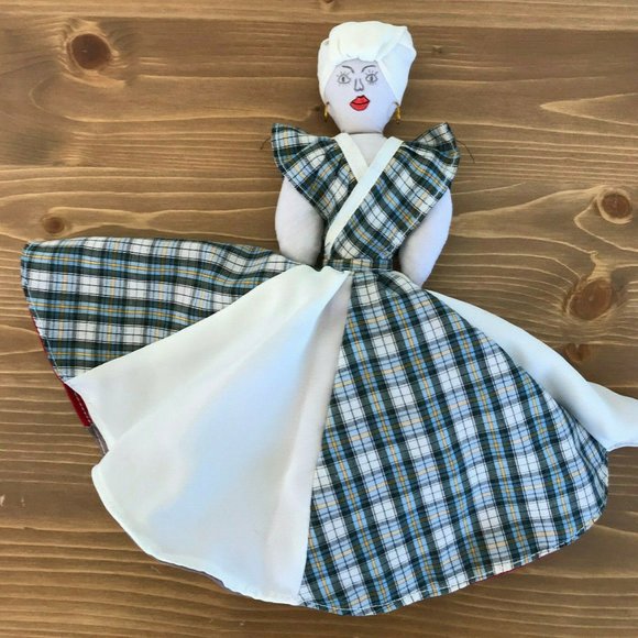 Topsy Turvy Cloth Doll with Earrings Handmade Colorful Reversible Flip Toy 12" - Picture 2 of 5